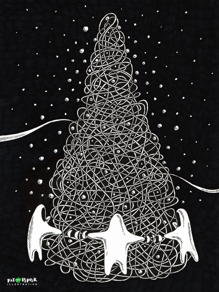 Ink Imaginarium black and white illustration - Christmas Tree