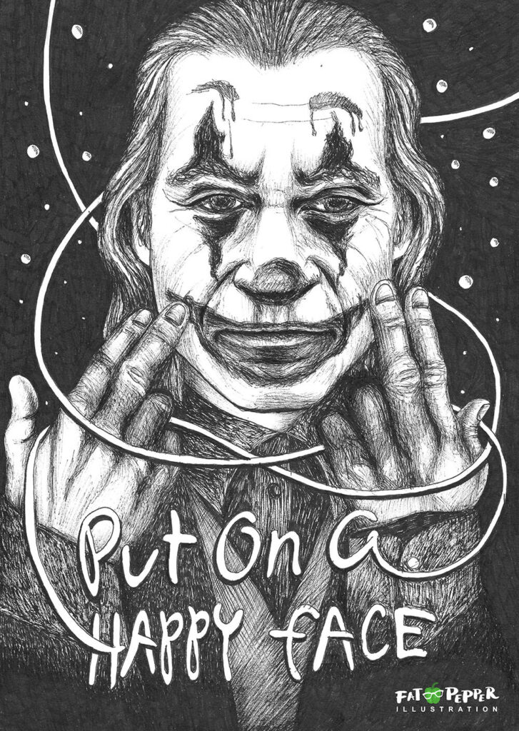 Ink Imaginarium black and white illustration - Joker