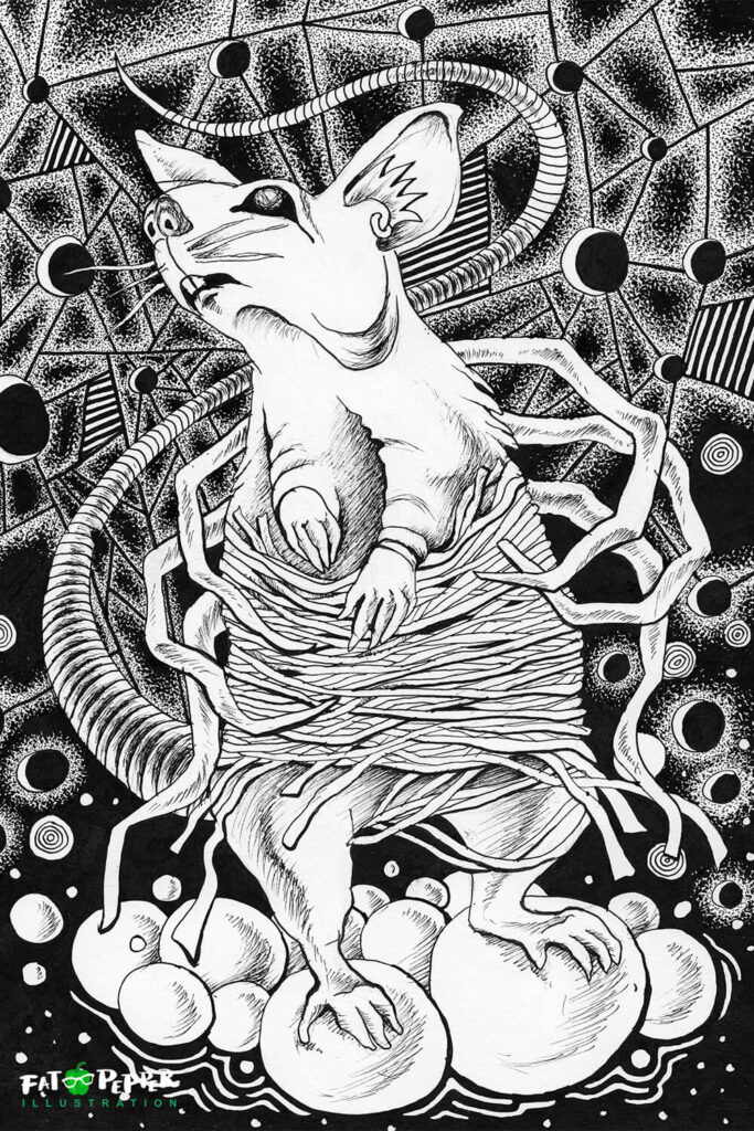 Ink Imaginarium black and white illustration - Quesonator