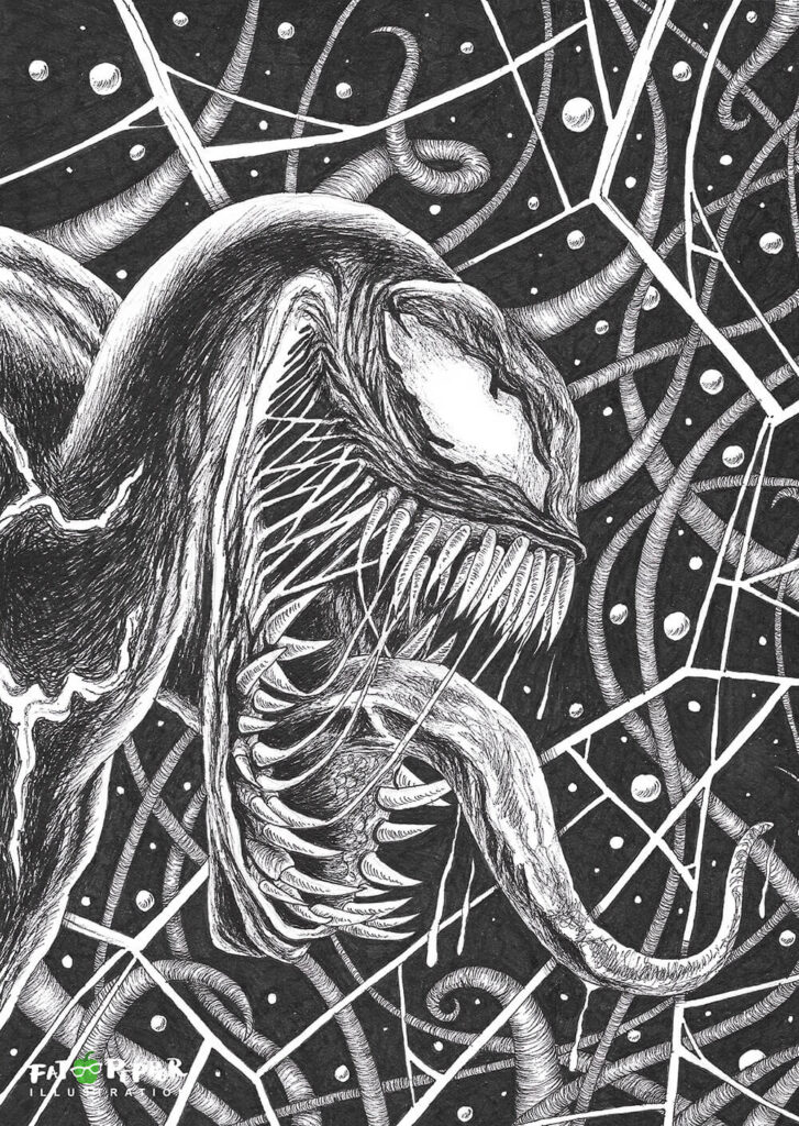 Ink Imaginarium black and white illustration - Venom